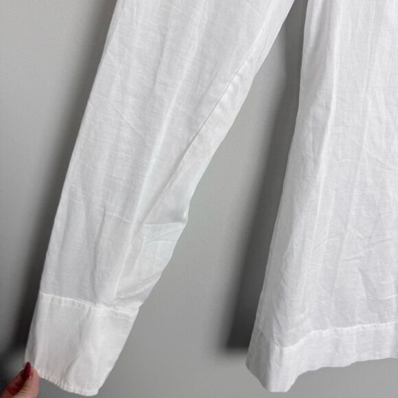 SUNDANCE | NEW 100% Cotton White Ruffle V-Neck Button Shirt Women’s Size Medium - Picture 5 of 7